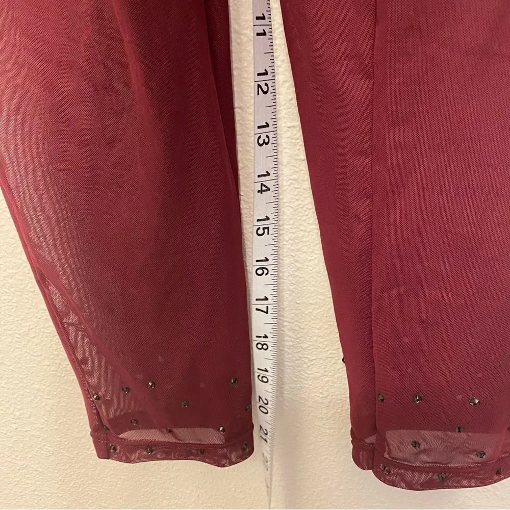 WEISSMAN Dance Costume Burgundy red jumpsuit Mesh Cropped Unitard SM11090  XLA